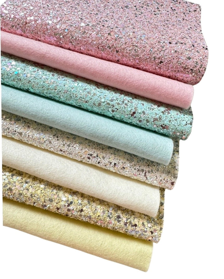 Sorbet Sparkle Glitter Merino 8 Sheet Wool Felt Bundle