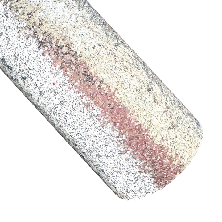 Silver Chunky Glitter Fabric Sheet 0.7mm Thick | Smooth White Rear | Great for Backing | Shoes