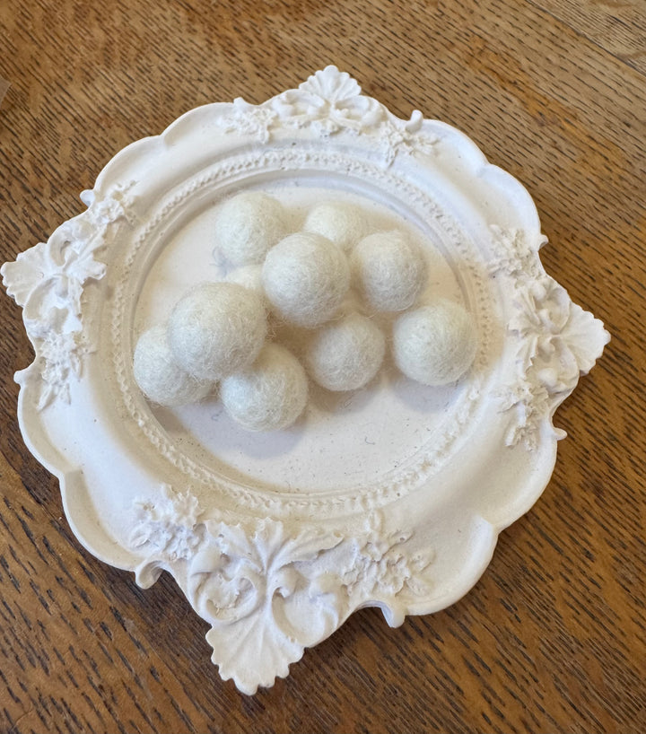 100% Wool Felt Balls 1cm 3/8” ~ Ivory Ecru - Choose Quantity