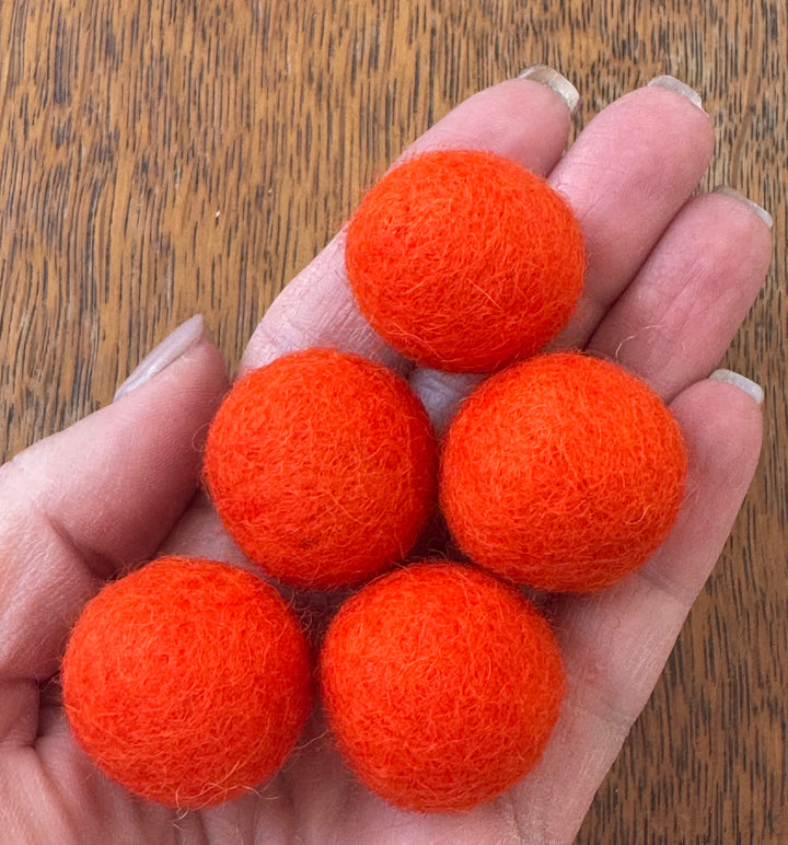 100% Wool Felt Balls 2cm 3/4” ~ Orange