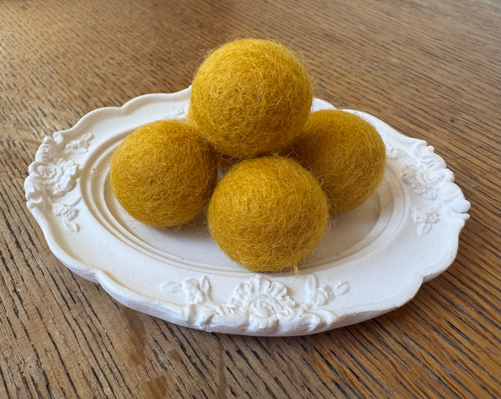 100% Wool Felt Balls 2cm 3/4” ~ Mustard