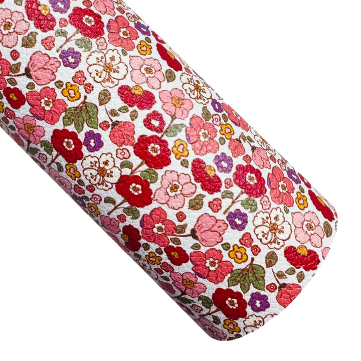 Summer Floral Print Faux Leatherette - Muse Bloom design