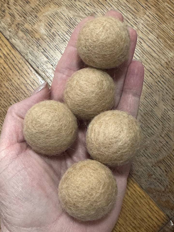 100% Wool Felt Balls 3cm 1.2” ~ Biscuit