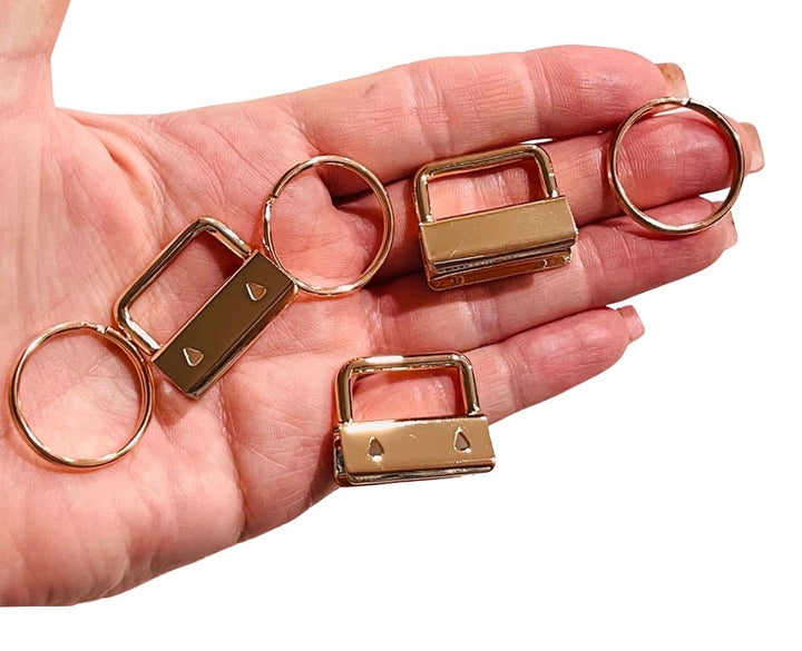 Matériel de porte-clés en or rose Porte-clés de 1 pouce (25 mm) avec anneau fendu de 25 mm