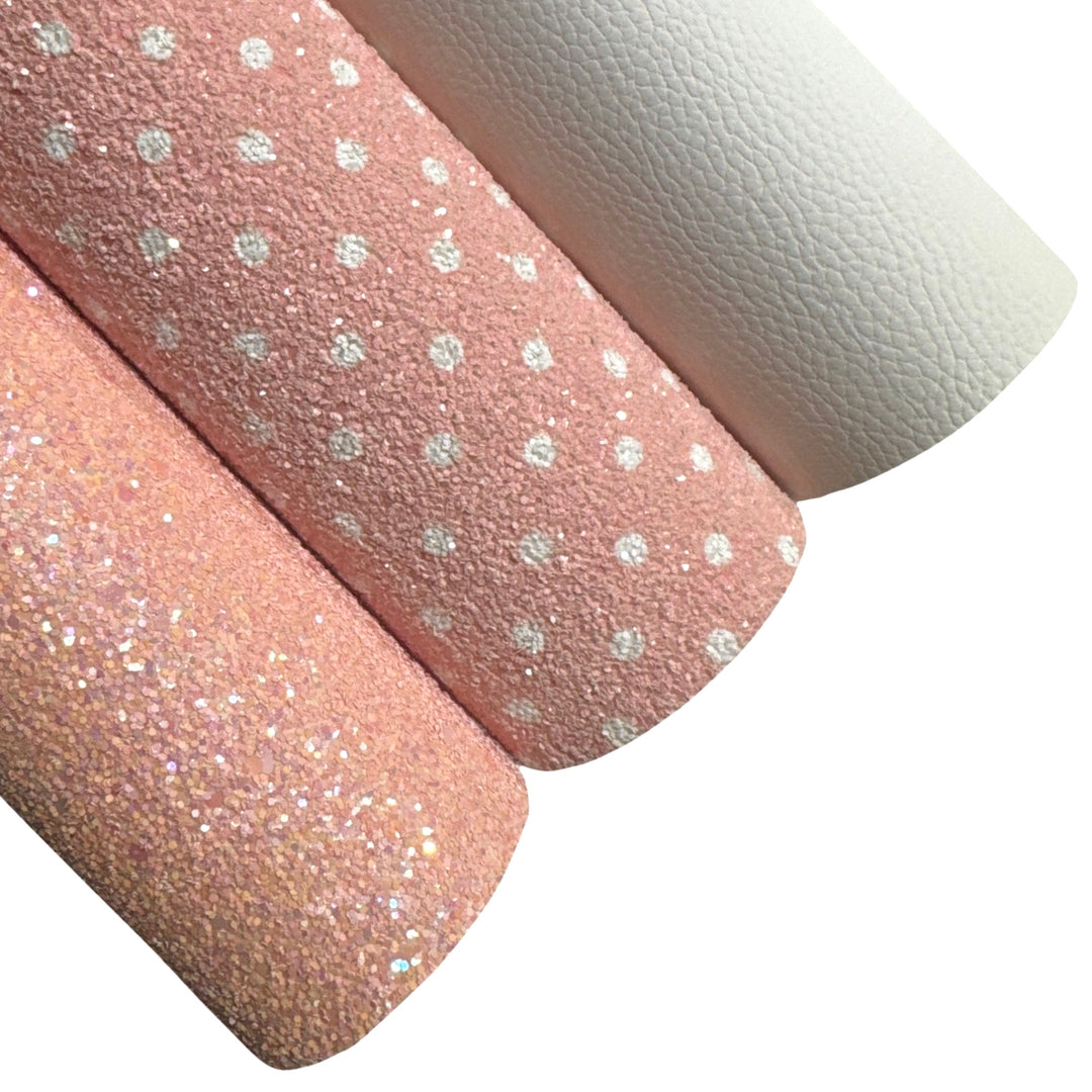 Peach Pink Glitter Leather Combo Pick and Mix