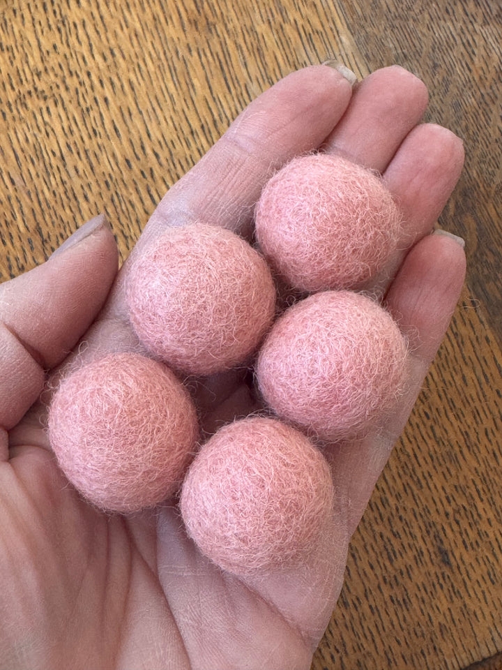 100% Wool Felt Balls 2cm 3/4” ~ Pink Skin