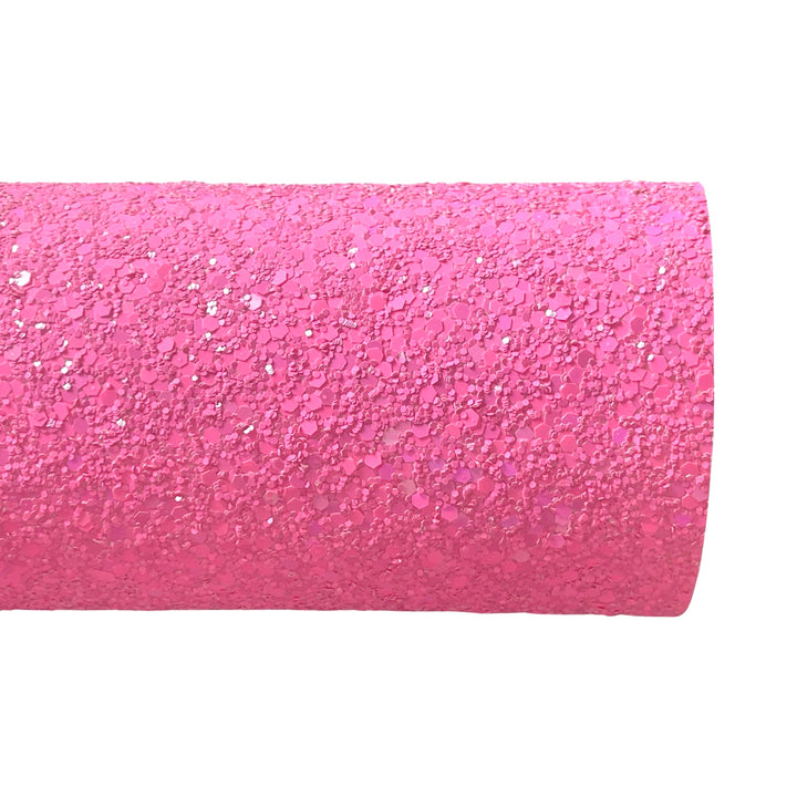 Cuir à grosses paillettes rose vif