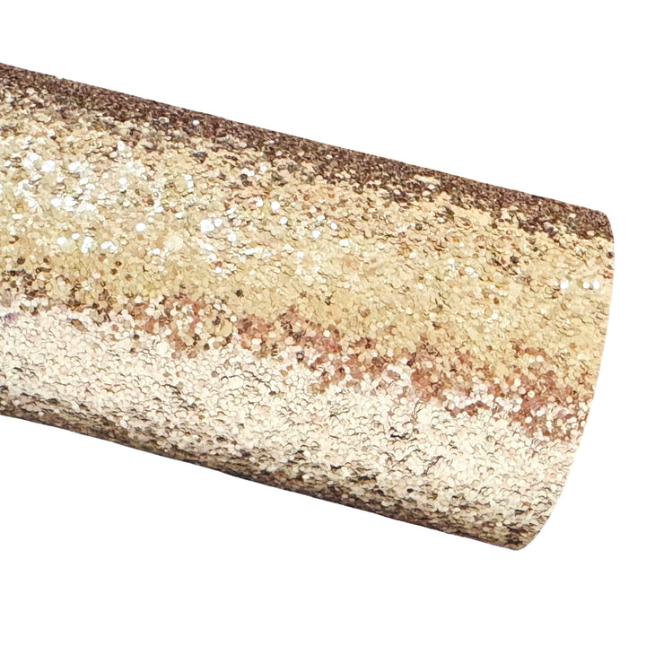 Champagne Gold Chunky Glitter Fabric Sheet 0.7mm Thick | Smooth White Rear | Great for Backing | Shoes