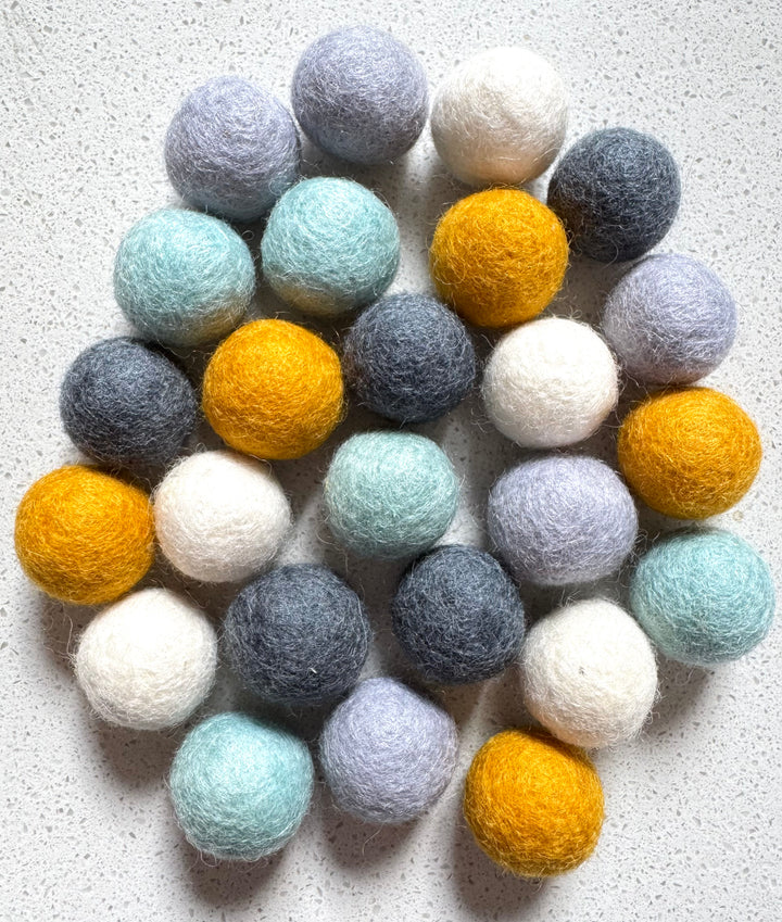 100% Wool Felt Balls 2cm 3/4” ~ Aqua Mist - Choose Quantity