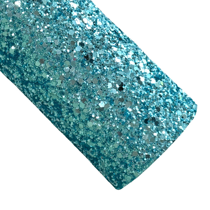Light Aqua Glam Chunky Glitter Leather