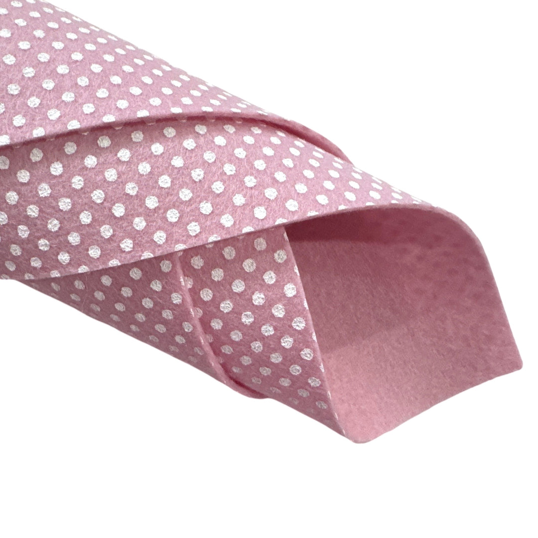 Carnation Pink Polka Dot Merino Wool Felt 1.2mm