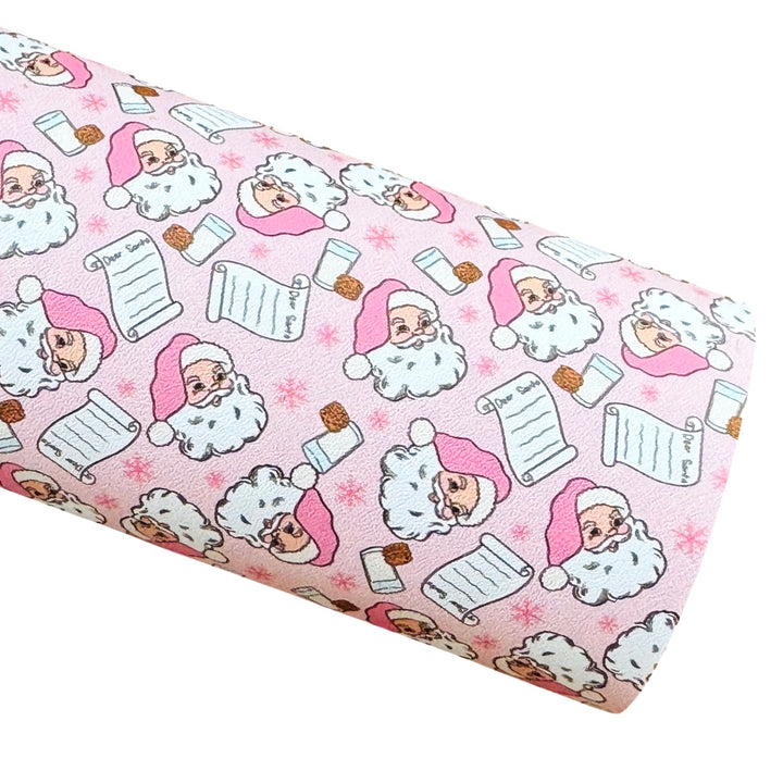 Santas List, Milk and Cookies Smooth Faux Leather Sheet