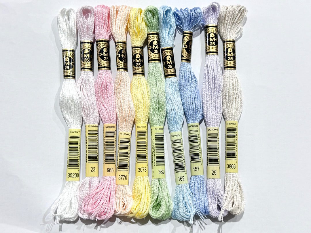 10 Pack Essentials Pastels Bundle DMC Stranded Cotton Threads