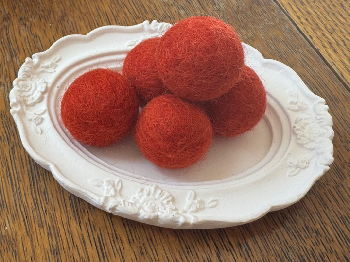 100% Wool Felt Balls 2cm 3/4” ~ Orange Red