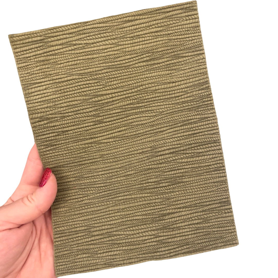 Olive Green Palm Leaf Genuine Leather Sheet for Earrings