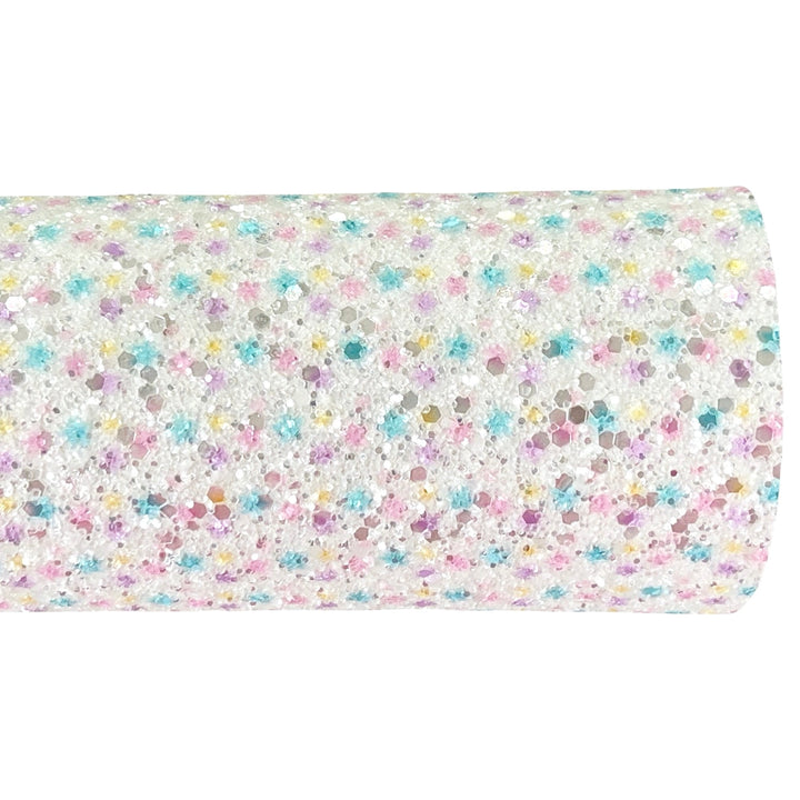 Crystal White Rainbow Dots Chunky Glitter Leather