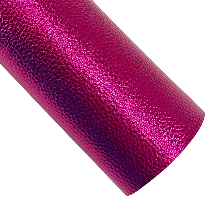 Magenta Matte Metallic Embossed Faux Leatherette Fabric Sheets