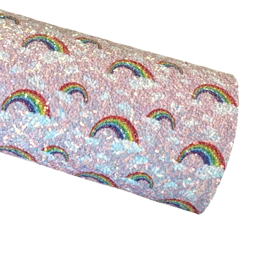 Arc-en-ciel rose et nuages Chunky Glitter