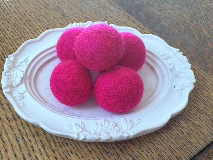 100% Wool Felt Balls 2cm 3/4” ~ Shocking Pink