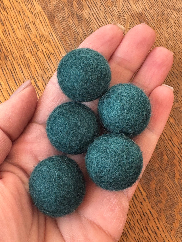 100% Wool Felt Balls 2cm 3/4” ~ Tsunami Petrol Green