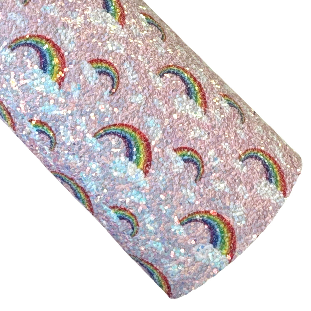 Arc-en-ciel rose et nuages Chunky Glitter