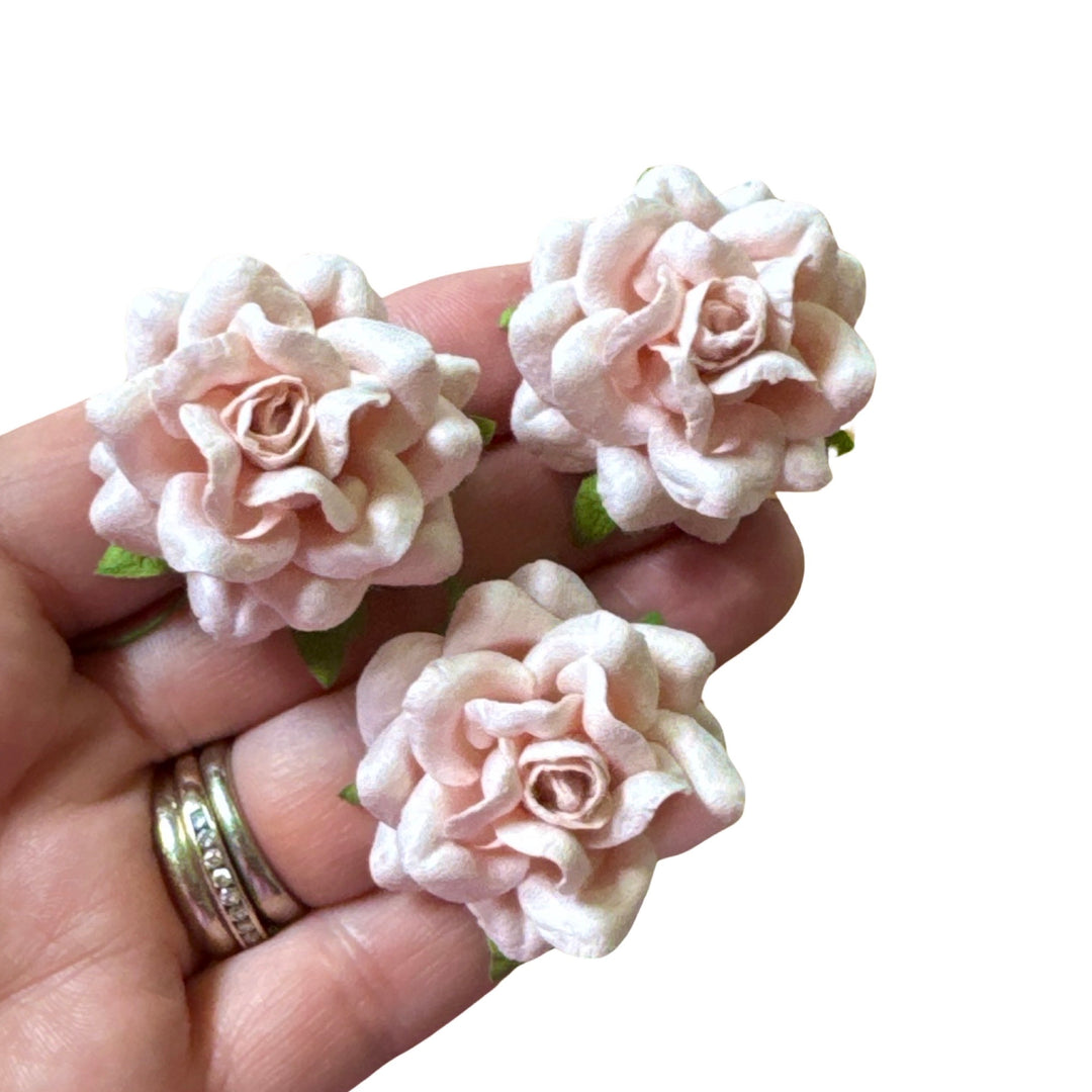 Romantic Rose Mulberry Paper Flowers - 37mm Blush