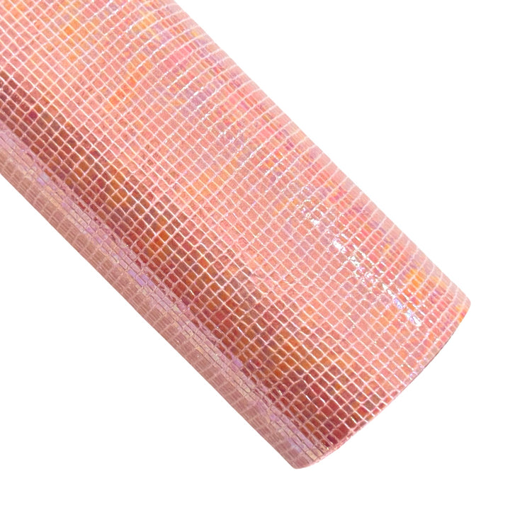 Peach Gloss Grid Faux Leatherette - Vegan Leather Sheets - great for earrings!