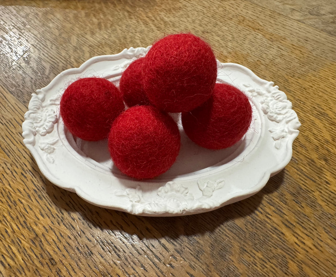 100% Wool Felt Balls 2cm 3/4” ~ Red