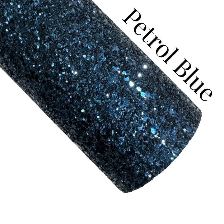 Petrol Blue Glam Chunky Glitter Leather