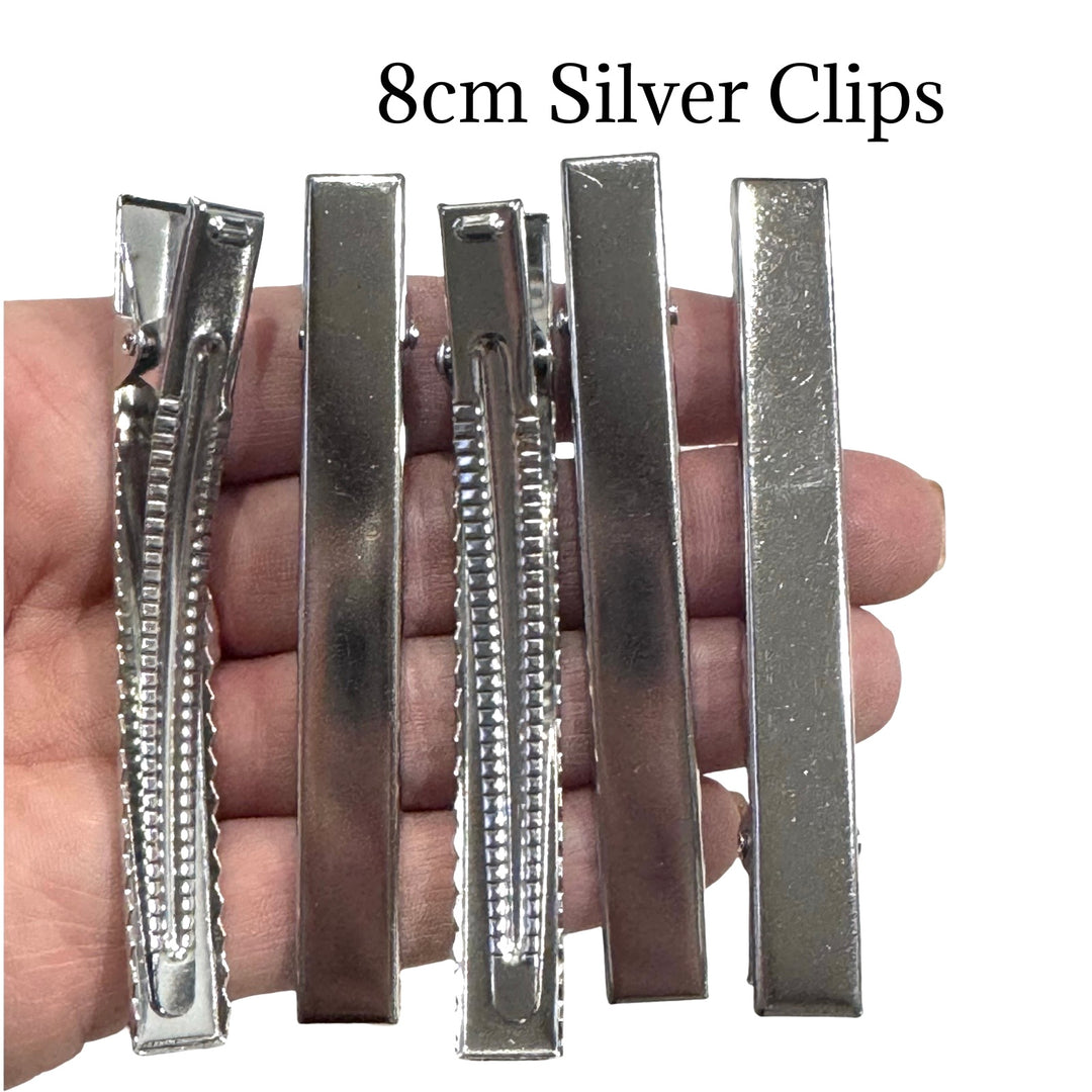 80mm Strong Premium Silver Alligator Hair Clips with teeth 10, 25, 50 or 100