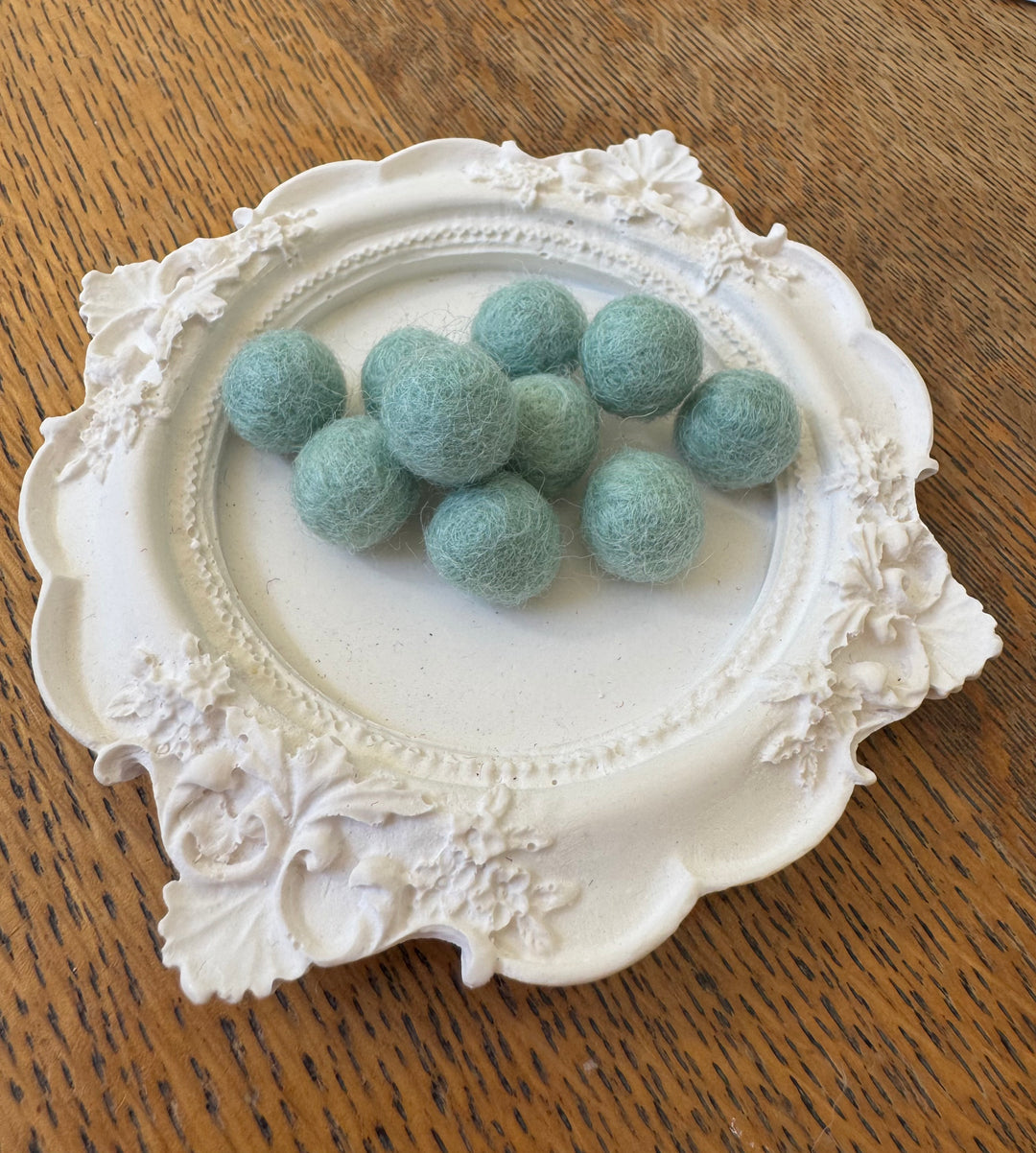 100% Wool Felt Balls 1cm 3/8” ~ Aqua Mist