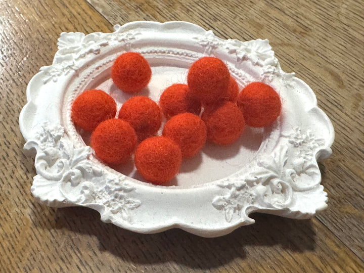 100% Wool Felt Balls 1cm 3/8” ~ Orange