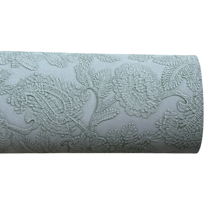 Steel Teal Embossed Floral Filigree Leatherette