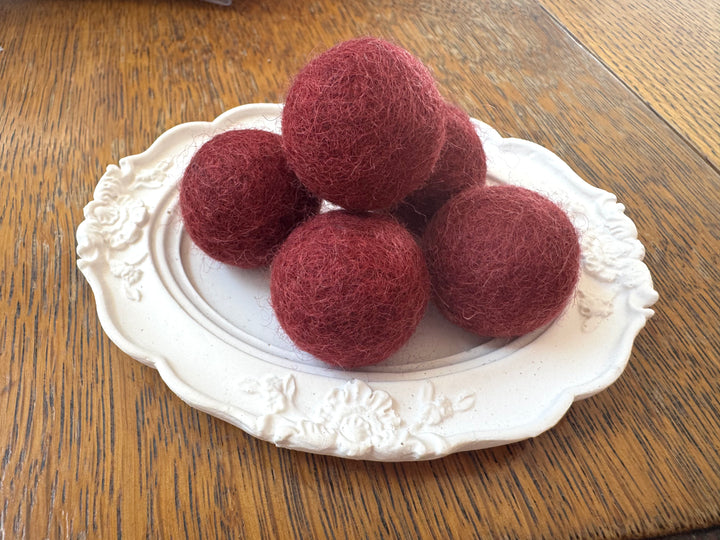 100% Wool Felt Balls 2cm 3/4” ~ Maroon