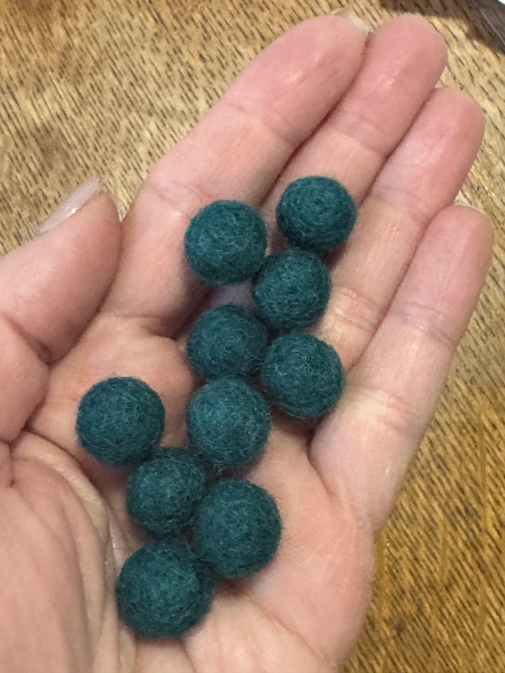 100% Wool Felt Balls 1cm 3/8” ~ Tsunami Petrol Green