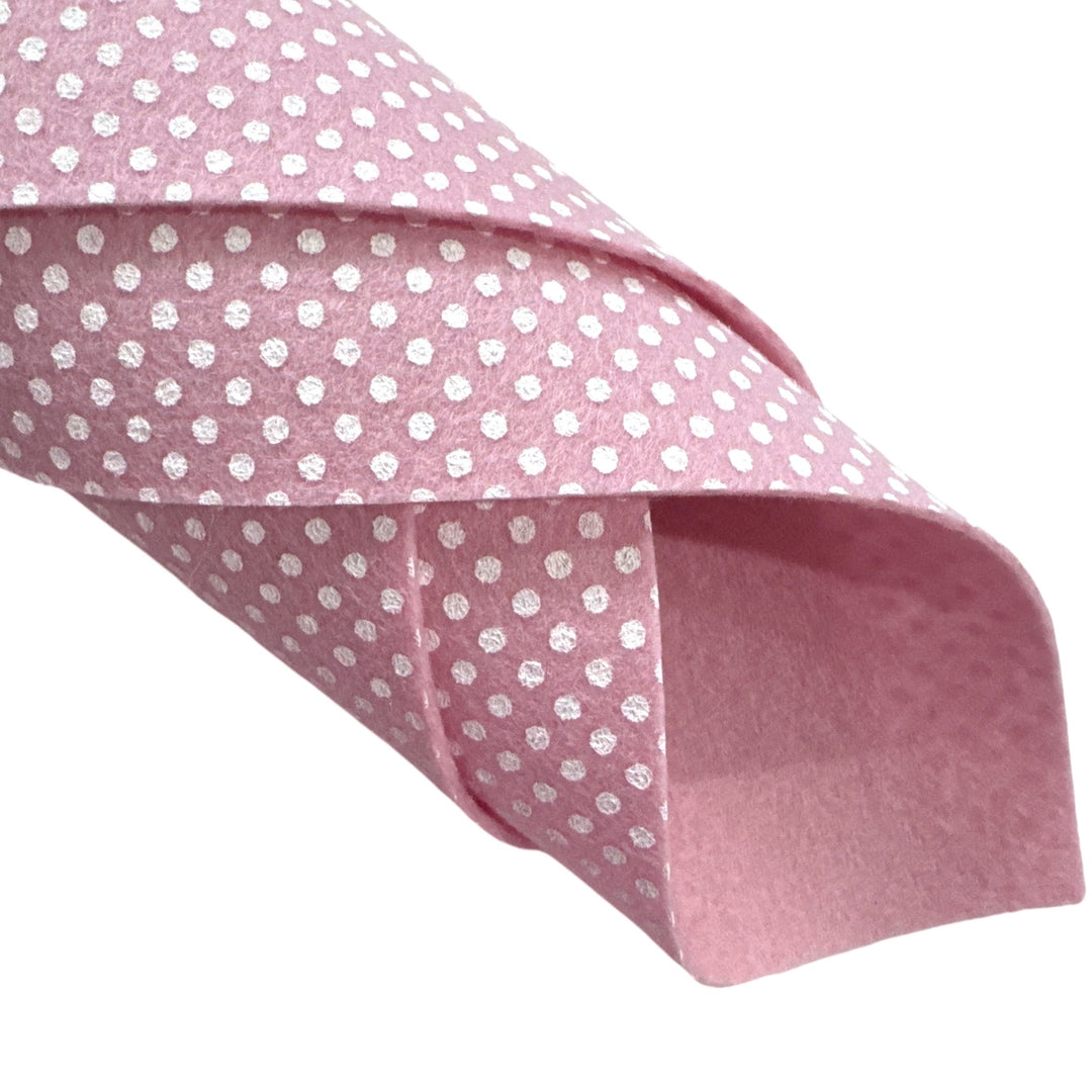 Carnation Pink Polka Dot Merino Wool Felt 1.2mm