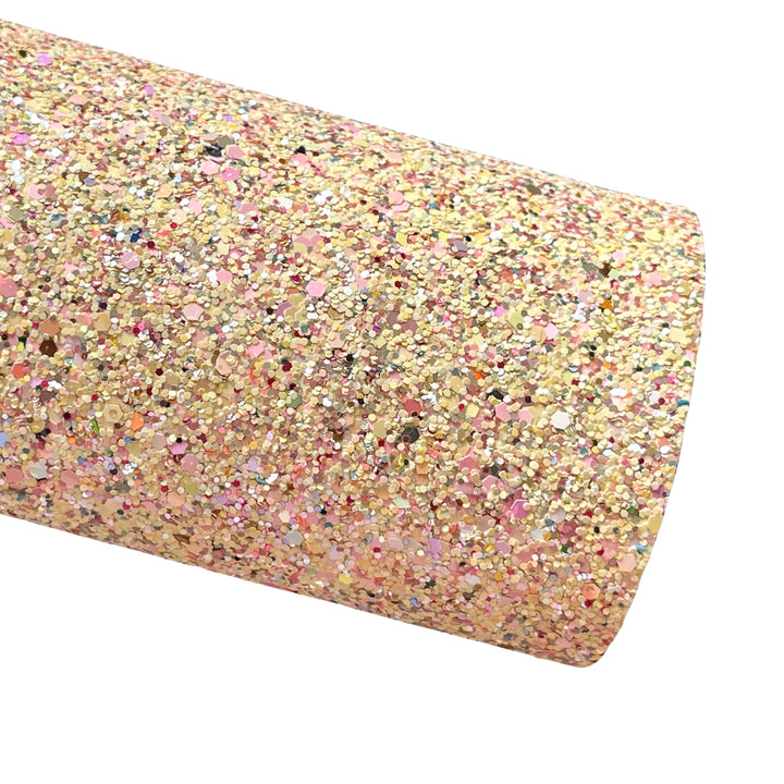 Banana Rama Yellow Pink Mix Chunky Glitter Leather