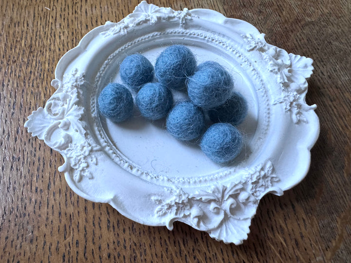 100% Wool Felt Balls 1cm 3/8” ~ Grey Blue