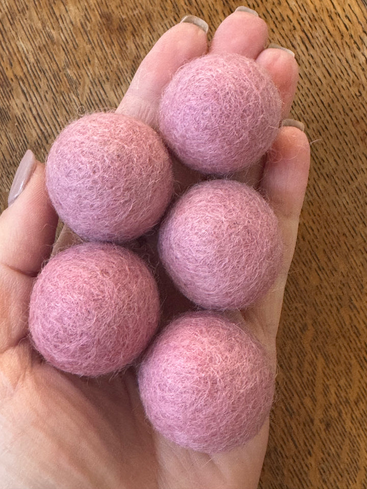 100% Wool Felt Balls 3cm 1.2” ~ Rose Quartz