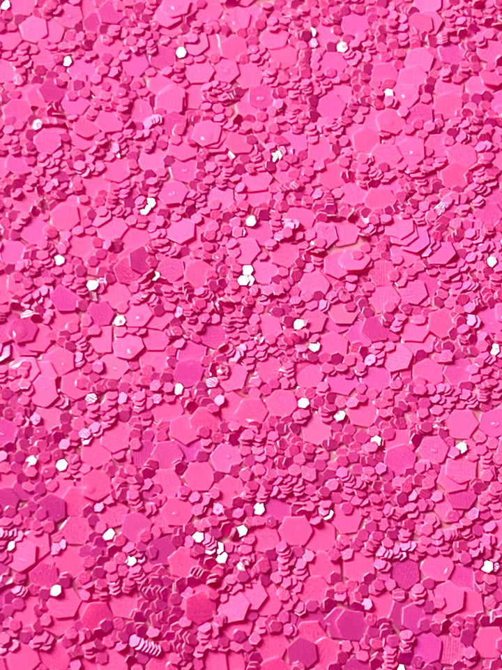 Cuir à grosses paillettes rose vif