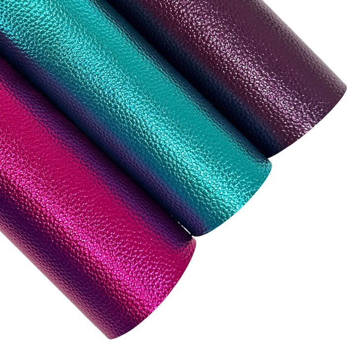 Teal Matte Metallic Embossed Faux Leatherette Fabric Sheets