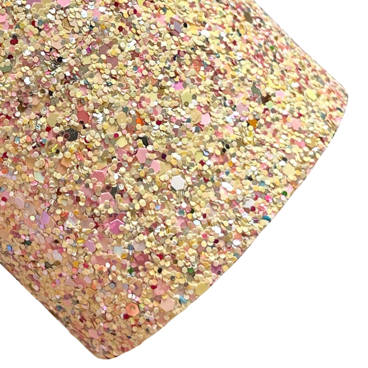 Banana Rama Yellow Pink Mix Chunky Glitter Leather