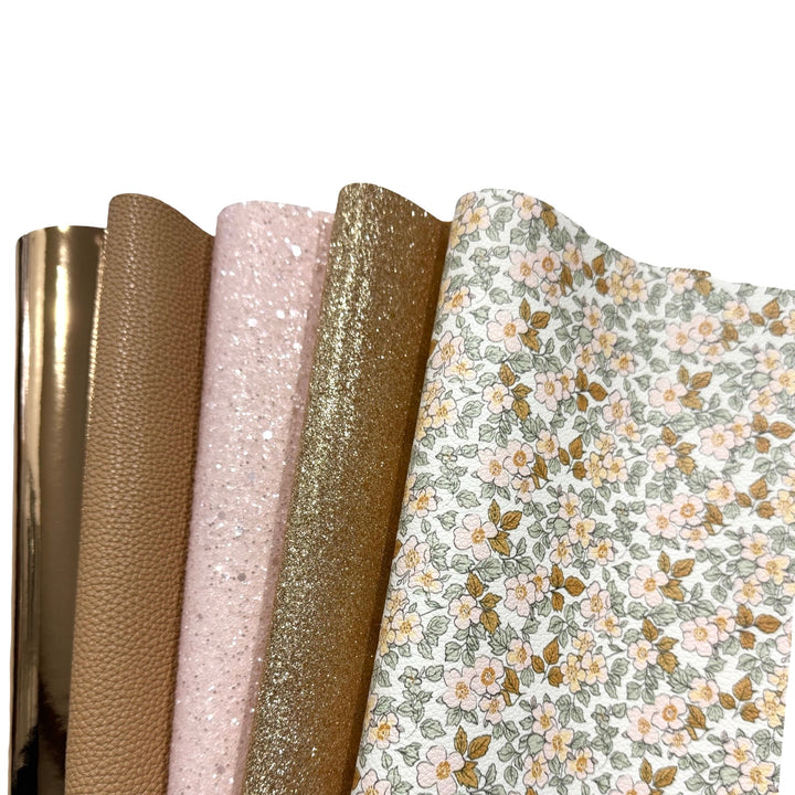 Pink and Gold Floral Leatherette Bundle