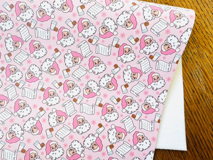 Santas List, Milk and Cookies Smooth Faux Leather Sheet