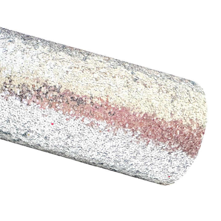 Silver Chunky Glitter Fabric Sheet 0.7mm Thick | Smooth White Rear | Great for Backing | Shoes