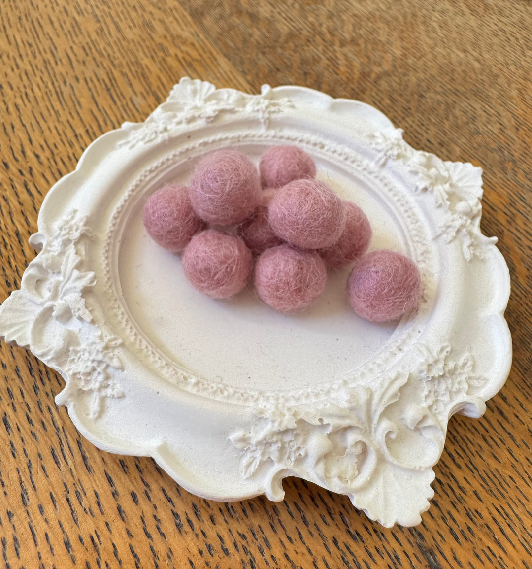 100% Wool Felt Balls 1cm 3/8” ~ Rose Quartz