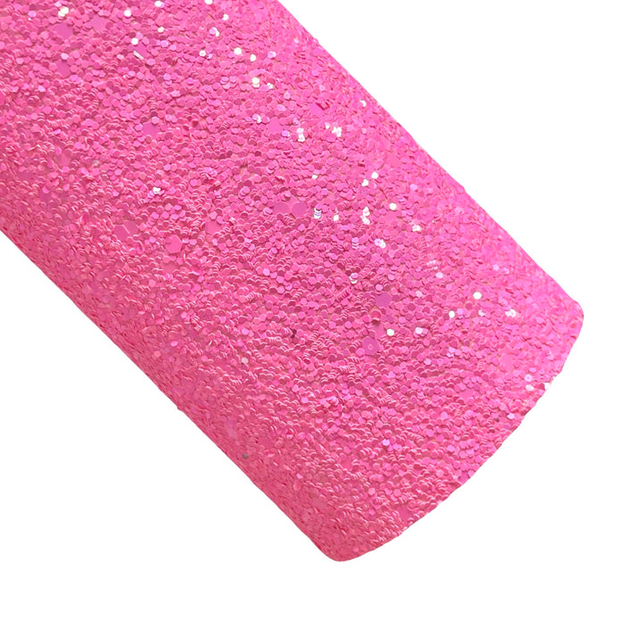 Toile à grosses paillettes rose fluo