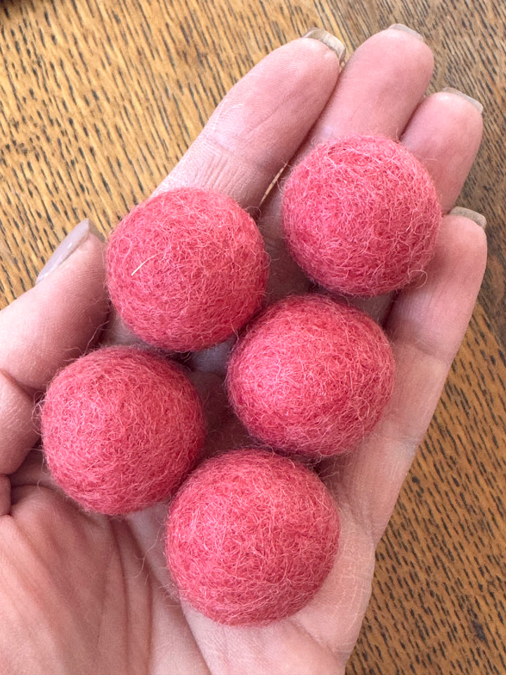 100% Wool Felt Balls 2cm 3/4” ~ Dark Pink