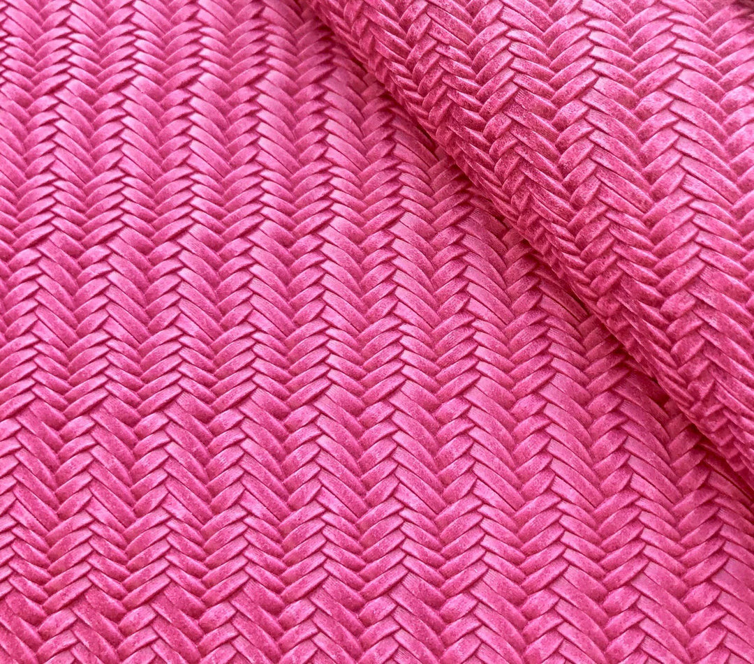 Hot Pink Fishtail Braided Genuine Leather Sheet for Earrings