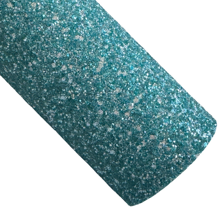 Teal Crystal Crunch Chunky Glitter Leather
